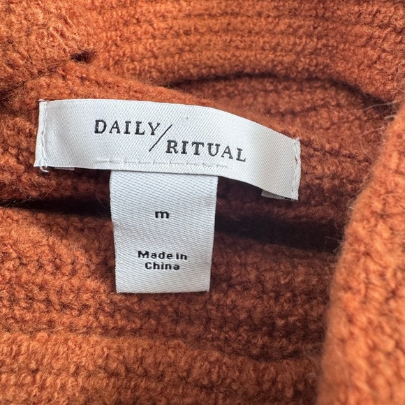 Anthropologie Daily Ritual Turtleneck Mock Neck Sweater Rust Brown Medium - Picture 3 of 6